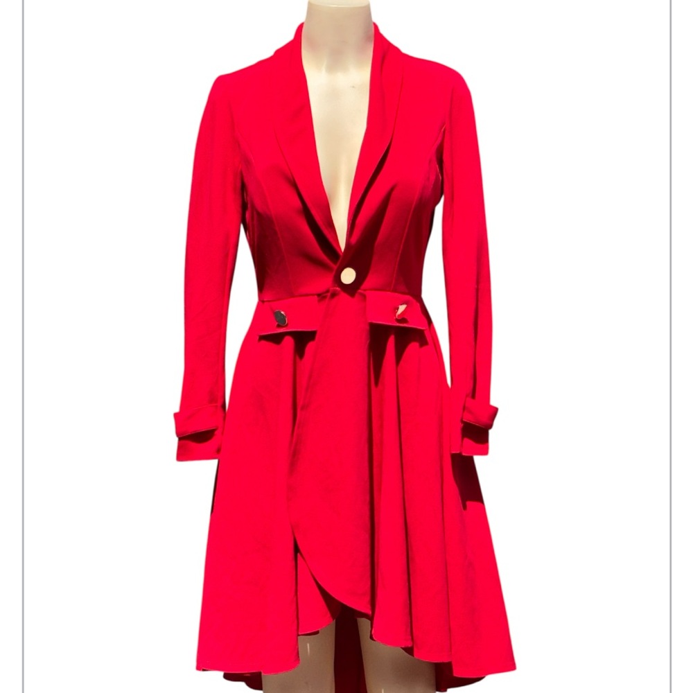 Trende Chic Red Long Sleeve Women's Dress